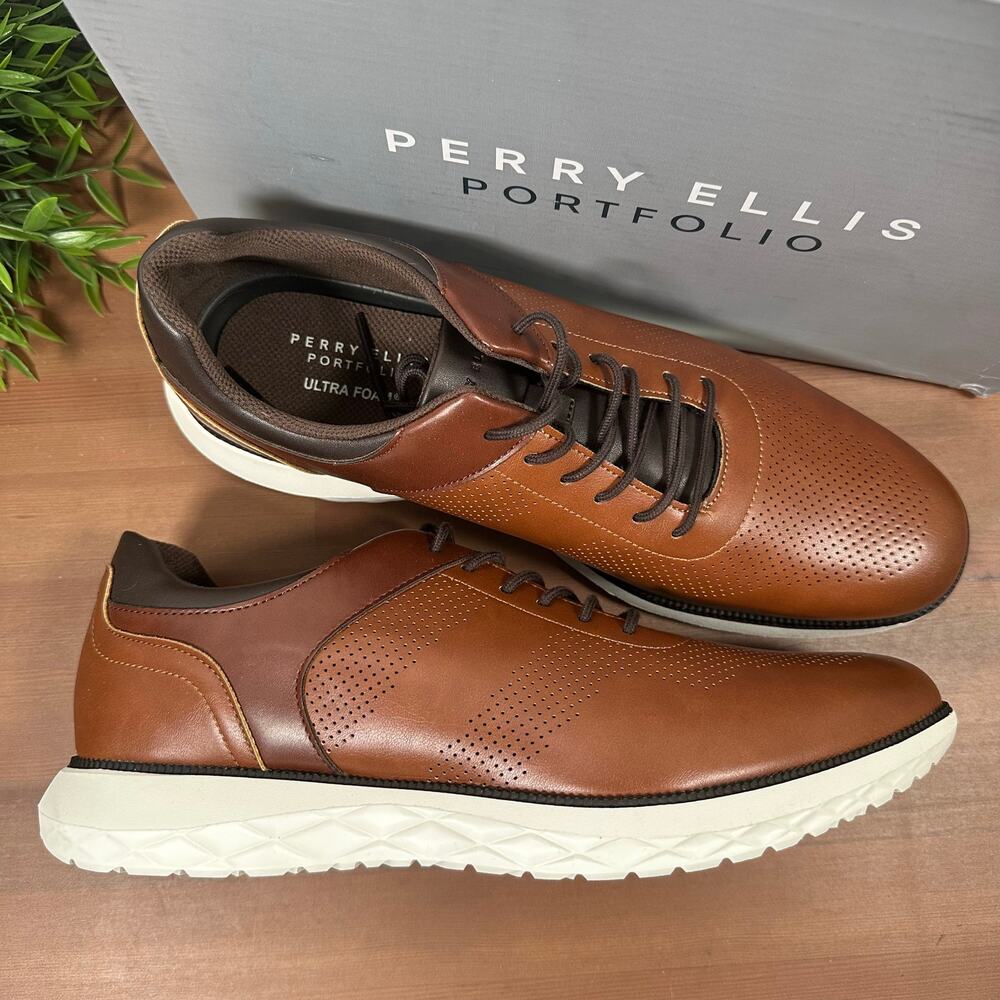 Perry Ellis Portfolio Men's Casual Brown Shoes Size 10